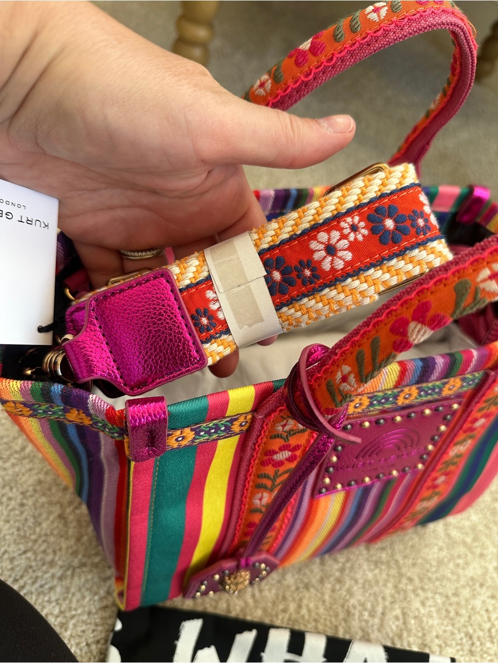 Kurt Geiger London Rainbow Fuchsia Southbank Small Shopper Tote NWT - Picture 11 of 16